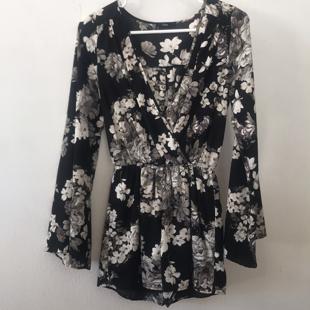Floral long sleeve romper